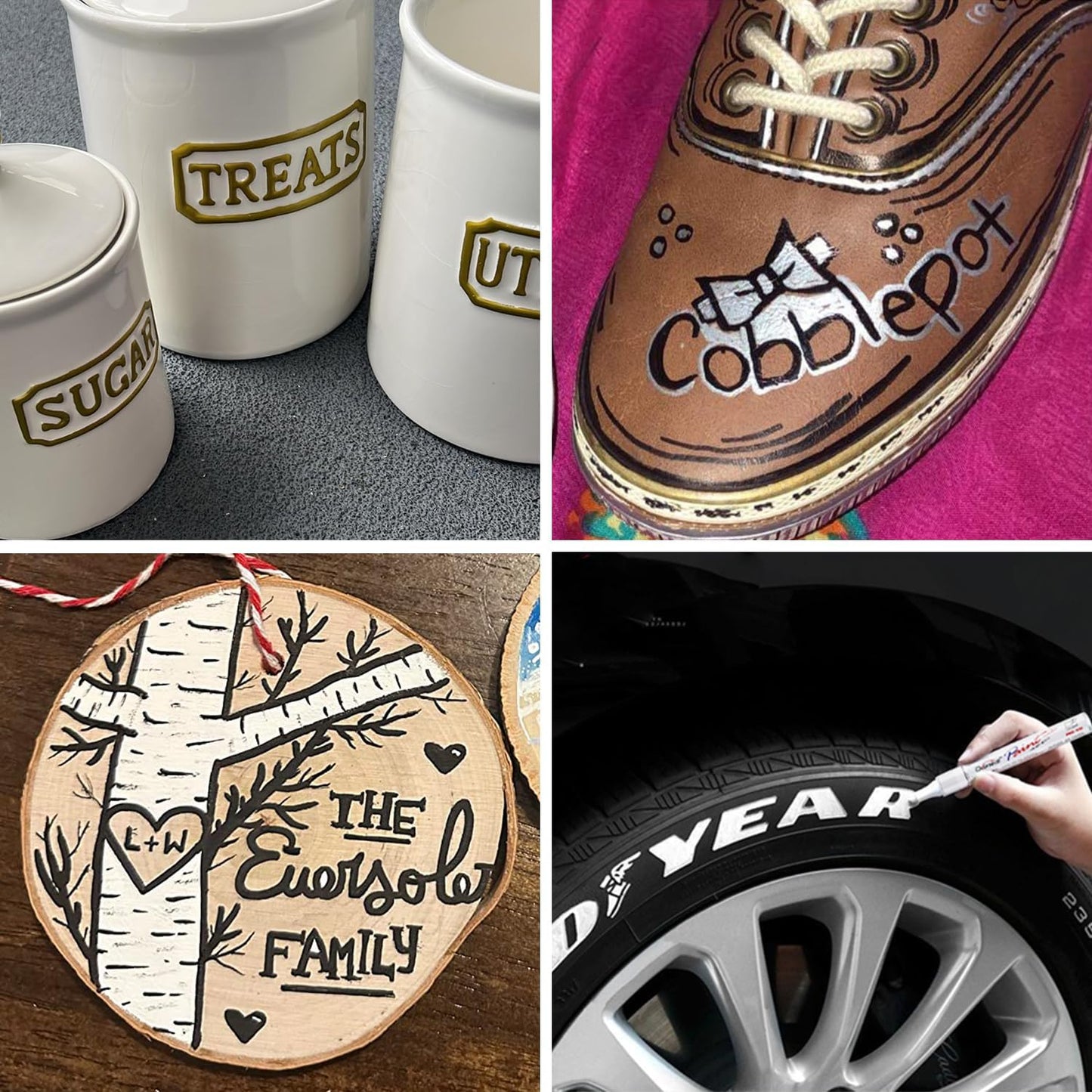 Overseas Blue Paint Pens Permanent Markers 24 Pcs, Oil Based Paint Markers Set, Quick Drying, Waterproof, Medium Tip Marker Pens for Metal, Rock, Wood, Plastic, Canvas, Glass, Stone, Rubber, Paper