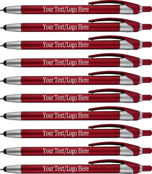 Personalized With your Custom Logo or Text Pens-Pack of 450- for Marketing, Parties, and Events, 2 in 1 Capacitive Stylus & Ballpoint Pen Compatible With Touchscreen Devices, Black Ink, Red Pens