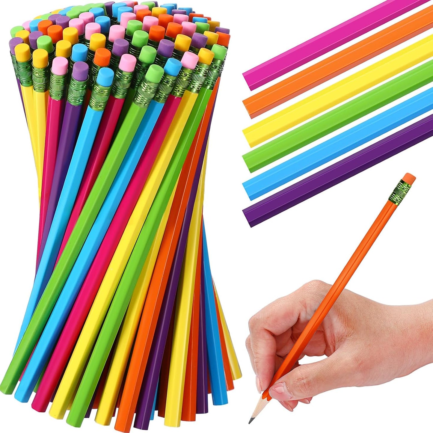 TecUnite 120 Pcs #2 HB Pencils with Eraser No 2 Unsharpened Wooden Hexagonal Pencils for Adults Gifts for School Exam art Learning Office Sketching(Rainbow Colors)