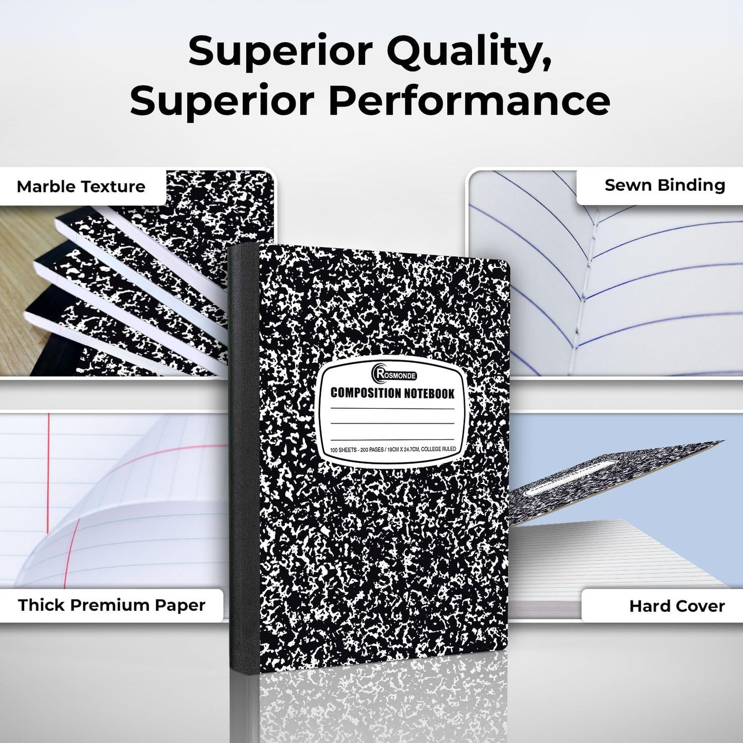 1000 Pack (Pallet) Composition Notebooks Bulk, College Ruled, Pallet of Notebooks, 200 Pages (100 Sheets), 9-3/4 x 7-1/2, Bulk Notebooks for School, College & Office, 4-7 Days Transit