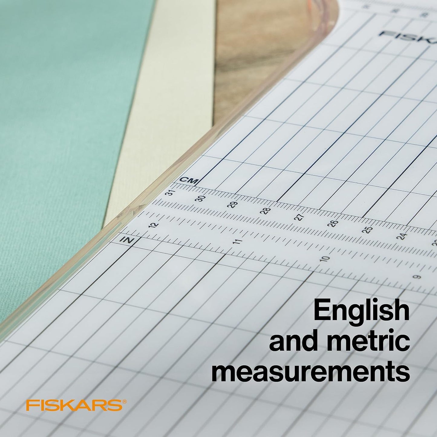 Fiskars ProCision Rotary Bypass Paper Trimmer - 12" Cut Length - Craft Paper and Mixed Media Cutter with Grid Lines - Orange