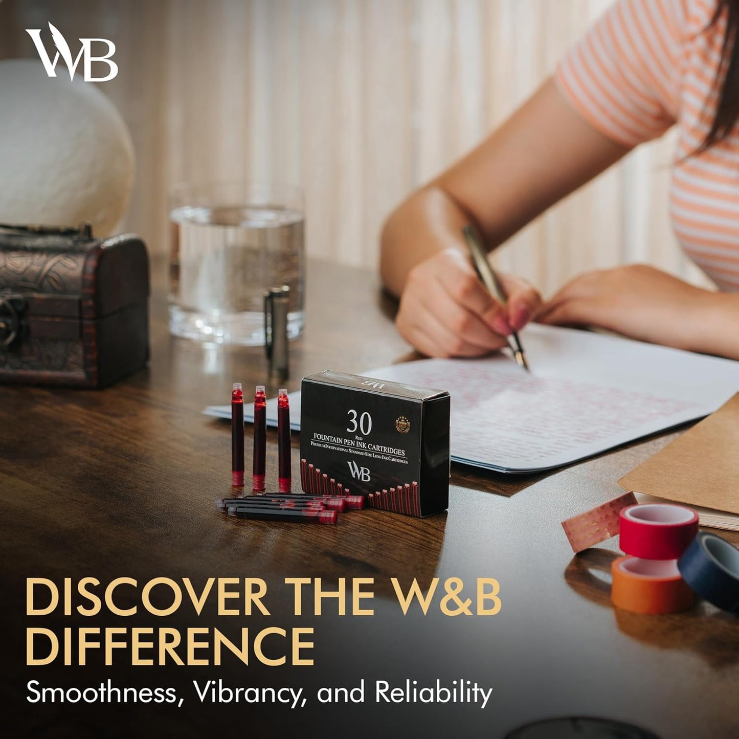 Wordsworth & Black Fountain Pen Ink Refills - Set of 30 Red Ink Cartridges - International Standard Size - Length APPR 2.04 Inch - Base Diameter APPR 0.24 Inch - Disposable and Generic