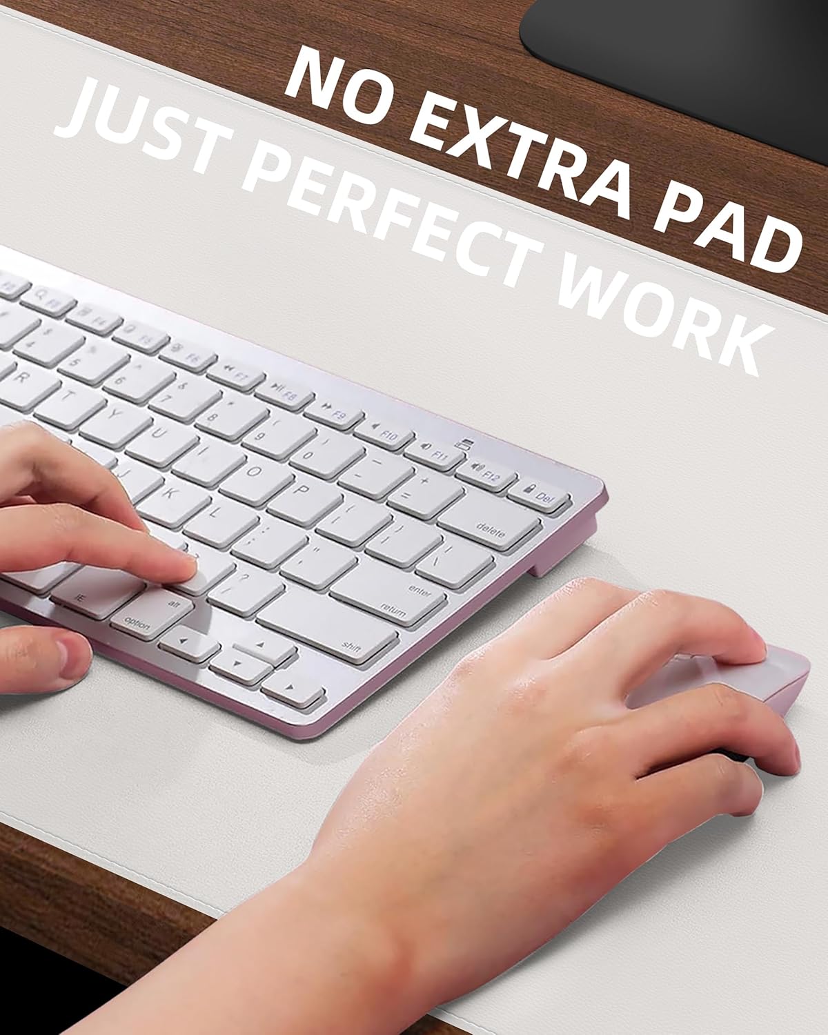 Desk Pad Mat 23.6"x13.7" - Waterproof Mouse Pad & Desk Protector, Non-Slip PU Leather for Gaming Keyboard/Mouse, Stitched Edge XL Office Desk Pad with Ergonomic Support(White)