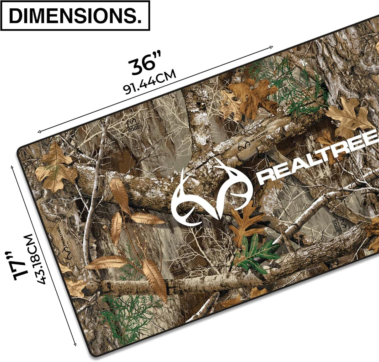 MPCO. Real Tree Large Gaming Desk Pad - 36" x 17" Duraglyde Fabric Edge Green – Without Logo Desk Mats - Non-Slip, Washable, Smooth Glide for Precision Gaming & Work