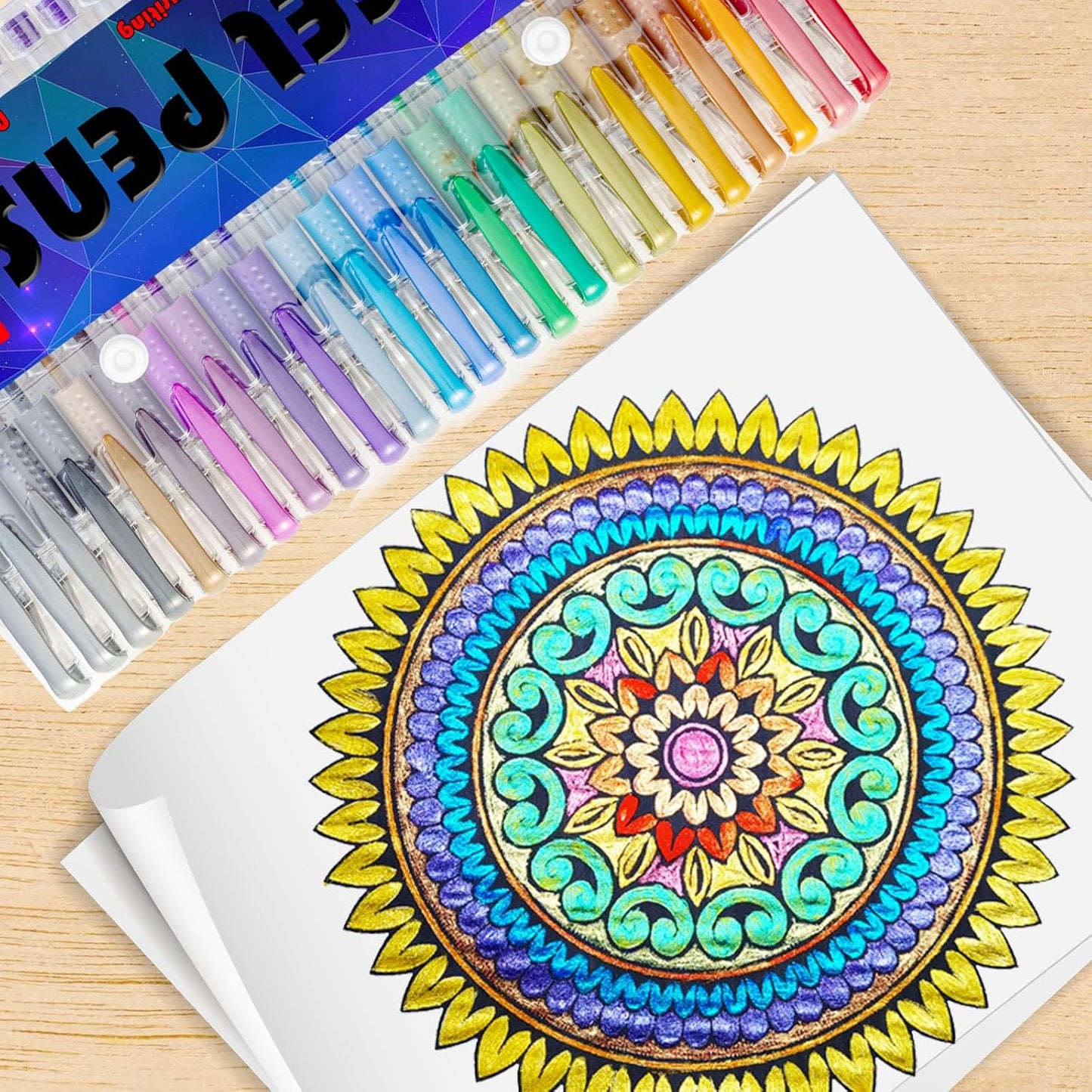 Metallic Gel Pens for Coloring Book,72 Color Gel Pens Set including 24 Color Gel Pen with 48 Refills,40% More Ink Colored Gel Pens for Drawing, Doodling, Scrapbook, Journaling