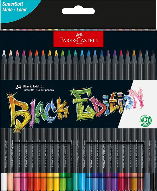 Faber-Castell Black Edition Colored Pencils: 24 Classic