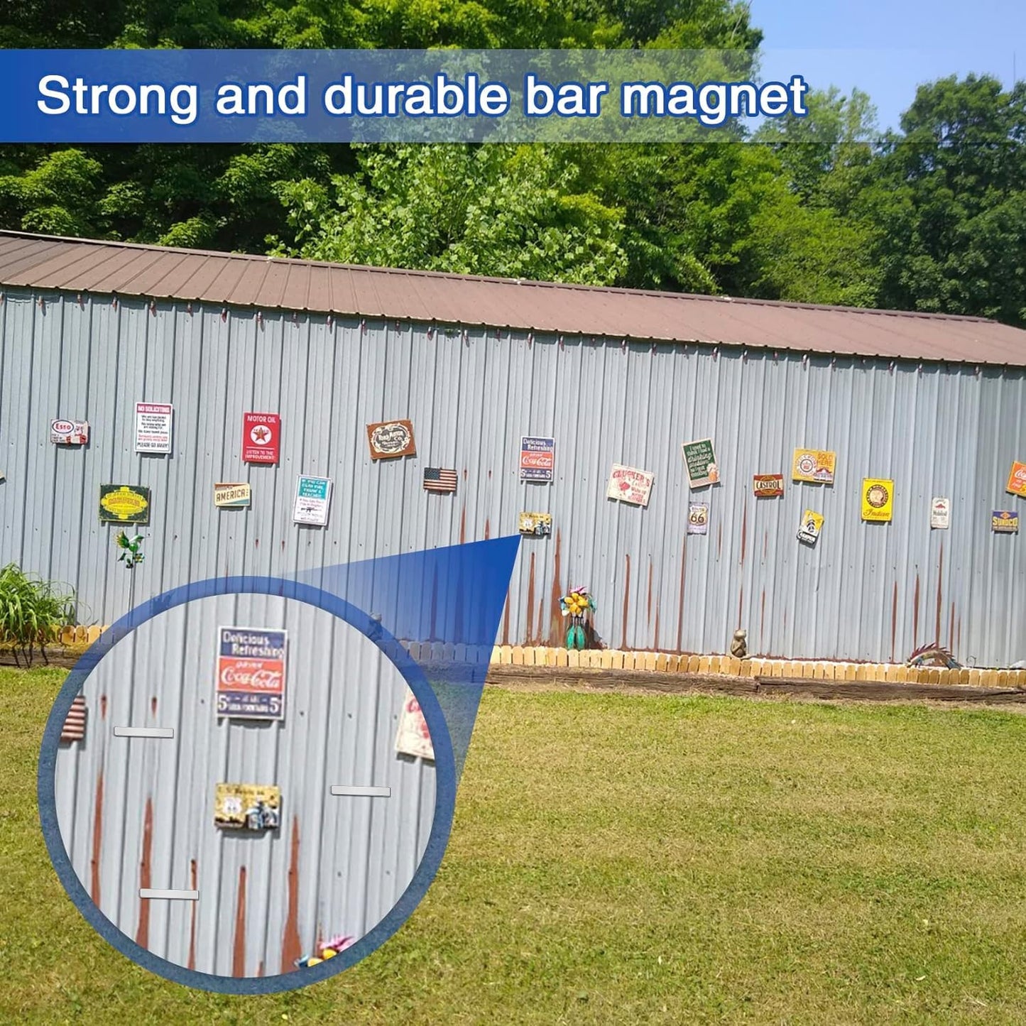 Grtard 24 Pack Super Strong Neodymium Magnets, Powerful Rare Earth Neodymium Bar Magnets, Heavy Duty Magnet Bar with Double-Sided Adhesive for Fridge, Garage, Science, Craft, Office, DIY - 60x10x3mm