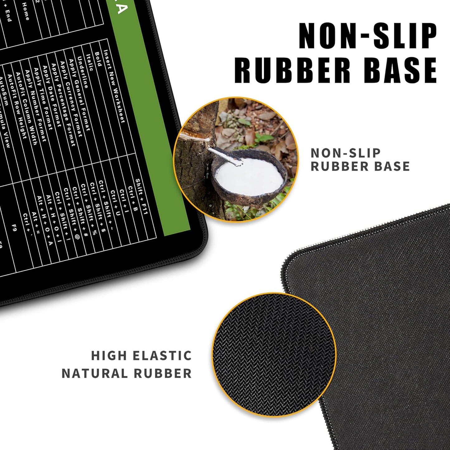 Excel Cheat Sheet Desk Pad Excel Shortcut Keys Mouse Pad Gaming Mouse Pad Desk Accessories Waterproof Non-Slip Large Computer Mat, 31.5x11.8 in (Excel Cheat Sheet)