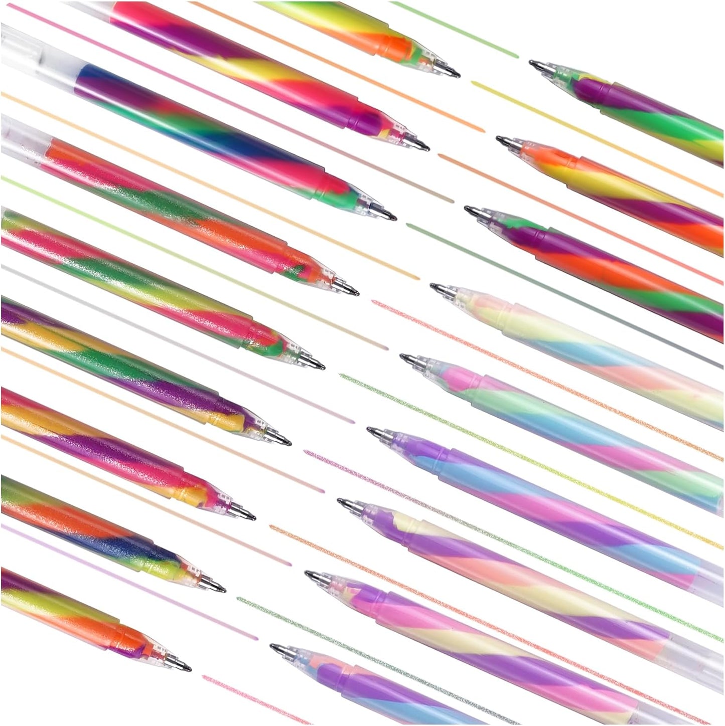 LIULIUCAI 18 Pack Rainbow Gel Pens with Upgraded Tip，Magic 3 Color Mixing Gel Pens Set, Glitter/Neon/Pastel for Adult Coloring Books, Journaling, Doodling, Stable Colorful Art Supplies