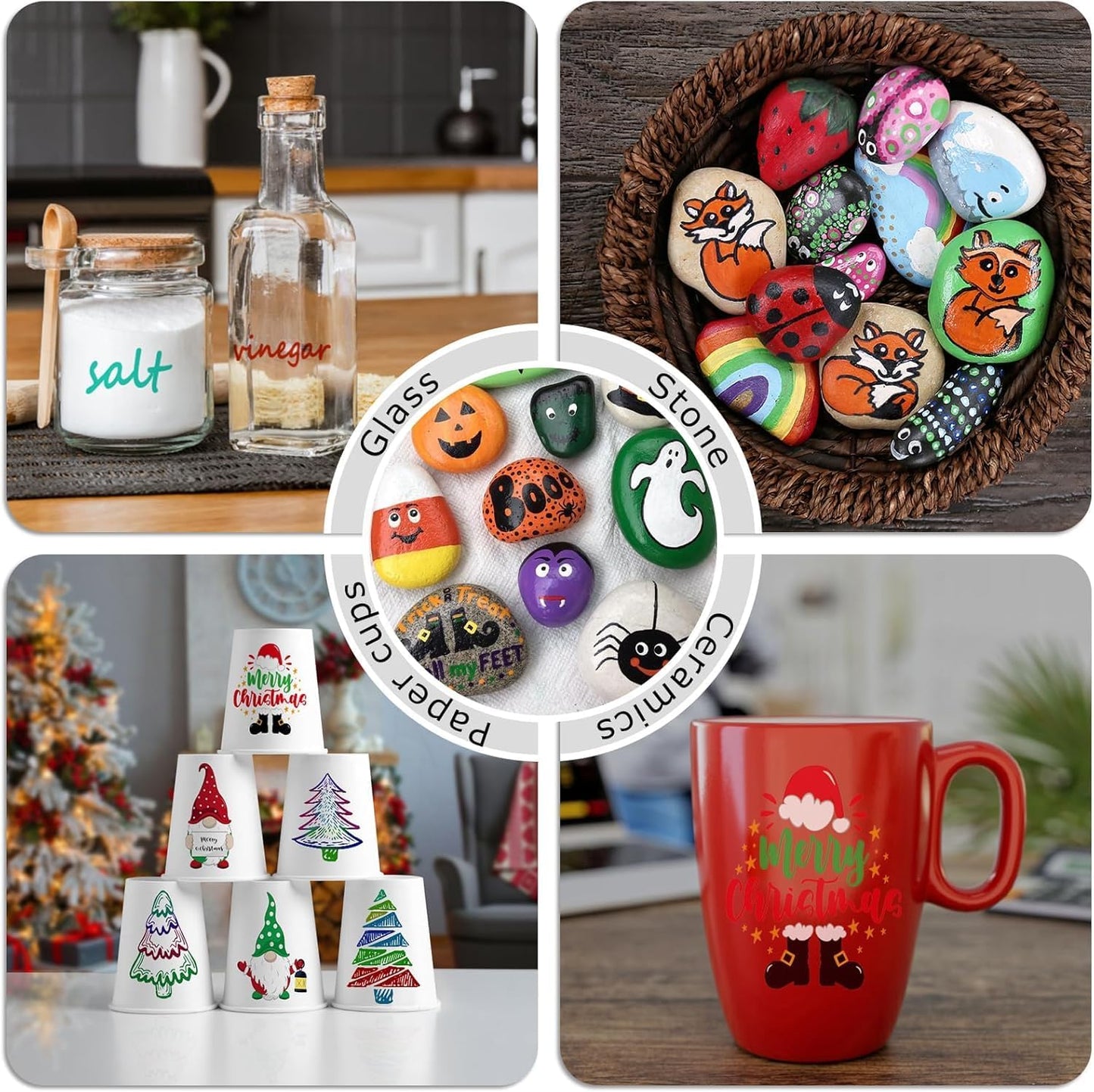 Green Paint Pens marking pens Permanent Markers - 6 Pack Oil Based Waterproof Markers for Tire, Rubber,Wood, Rocks, Metal, Canvas,Plastic, Dark Surface,Craft office Supplies,Medium Point