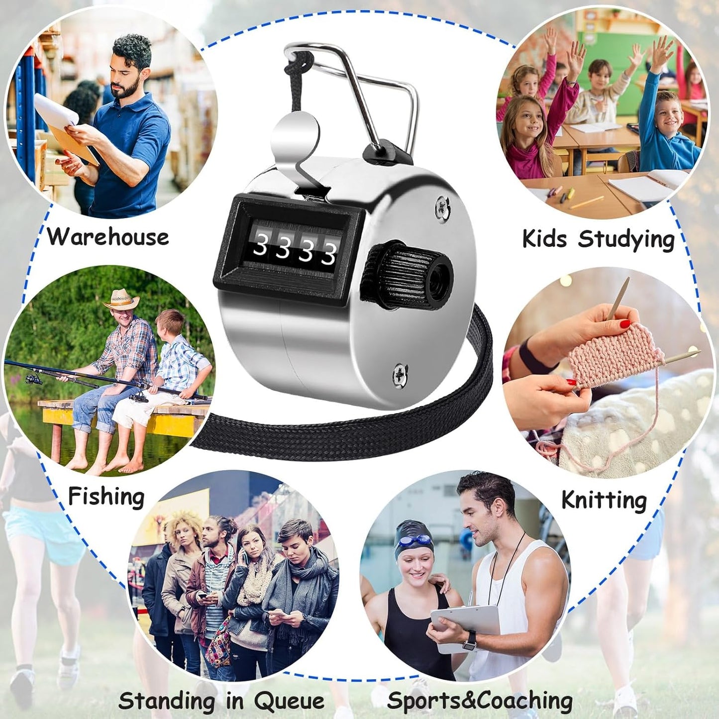 FEBSNOW Handheld Tally Counter Clicker 4 Digital Number Click Counter for School Event Golf Sports Office Stadium