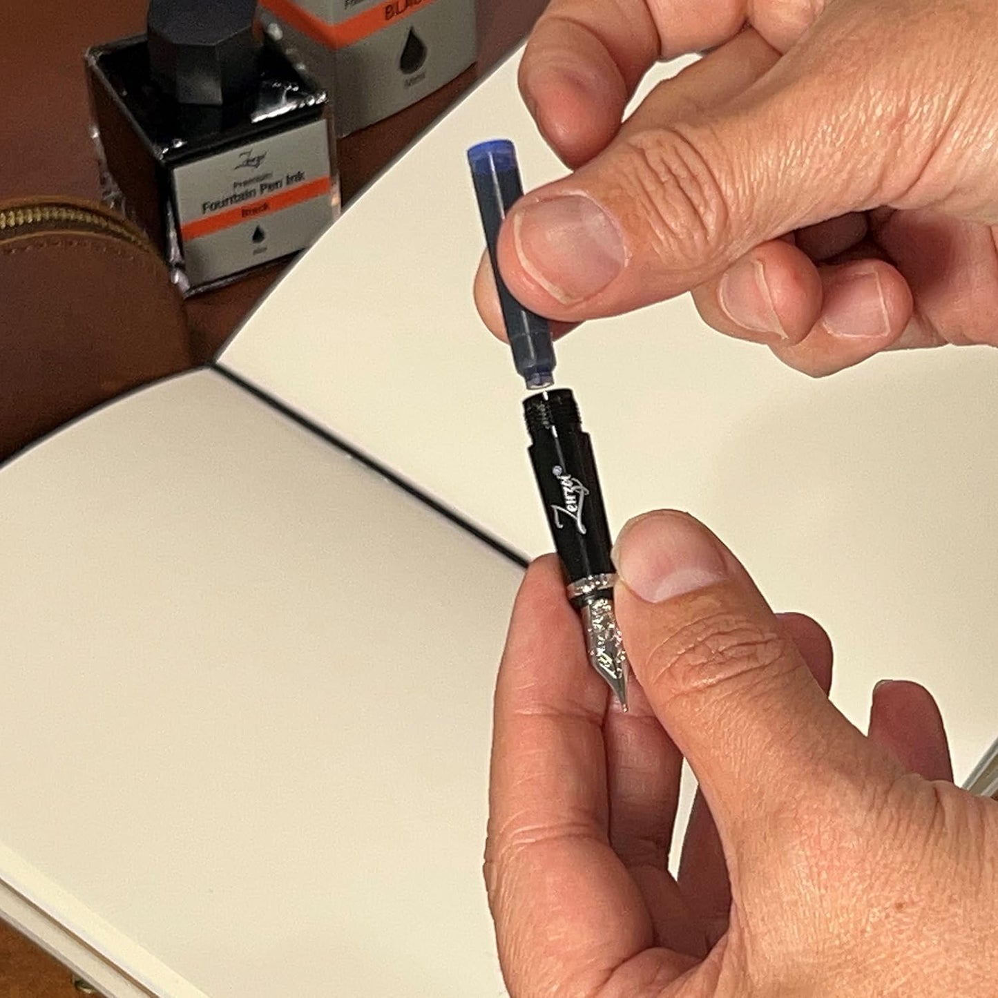 ZenZoi Fountain Pen Ink Cartridge Refills- 24 Bulk Premium Blue Case- Professional Grade, International Size, Non-Toxic Ink- Smooth, Blotch-Free Writing for Luxury Pens – German Nibs (Blue)