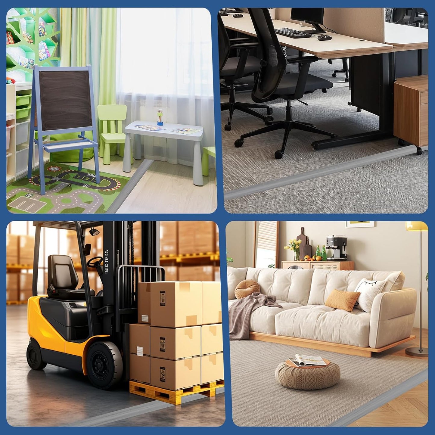 Floor Cord Cover for Wires on Floor Self Adhesive Cord Hider Floor Cable Management Wire Covers for Cords Protector Prevent Cable Trips Cord Cavity W 0.51" x H 0.31", Gray Wood, 3.3Ft