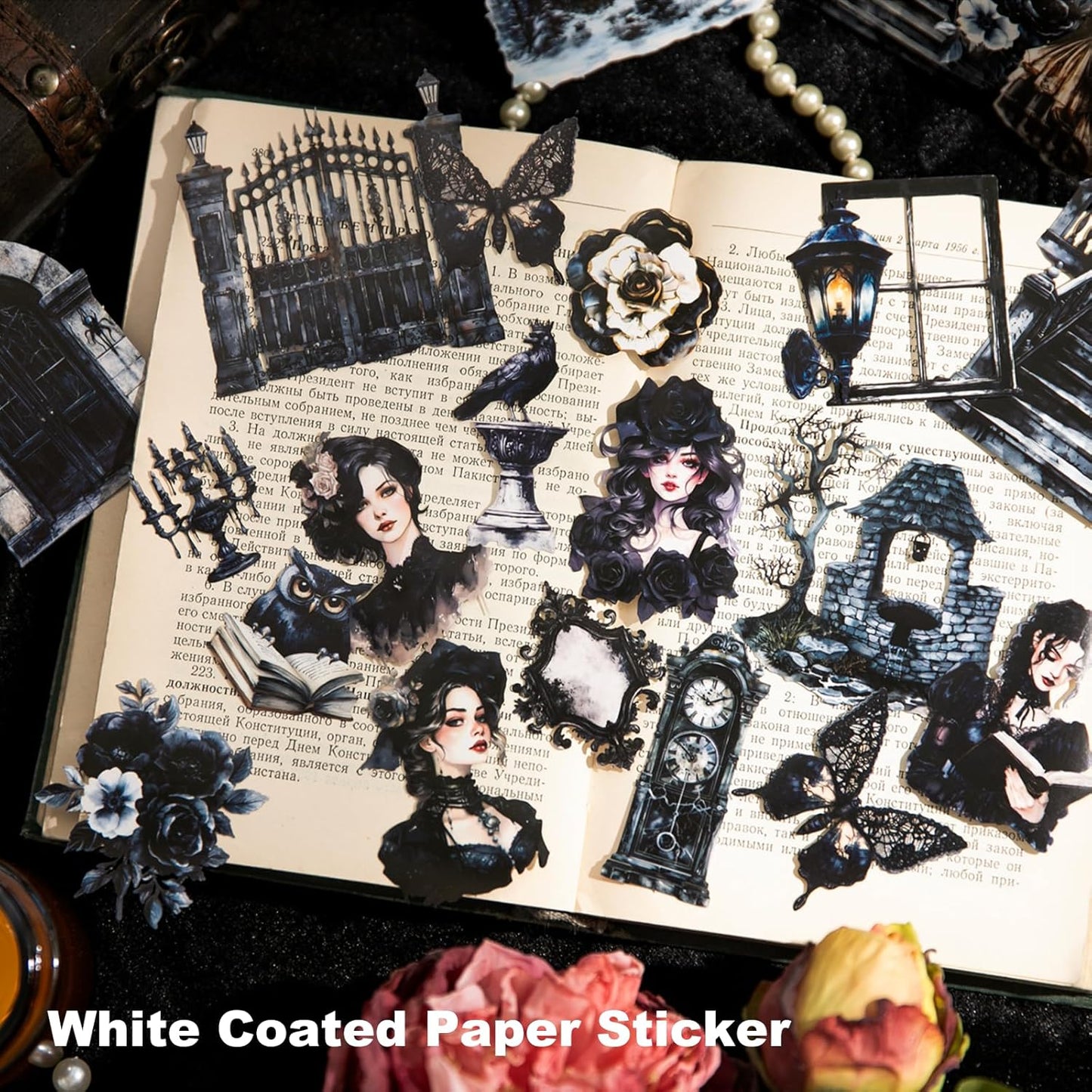 Gothic Manor Sticker Set, 120PCS Vintage Ephemera for Scrapbooking, Journaling, DIY Crafts and Planner Supplies