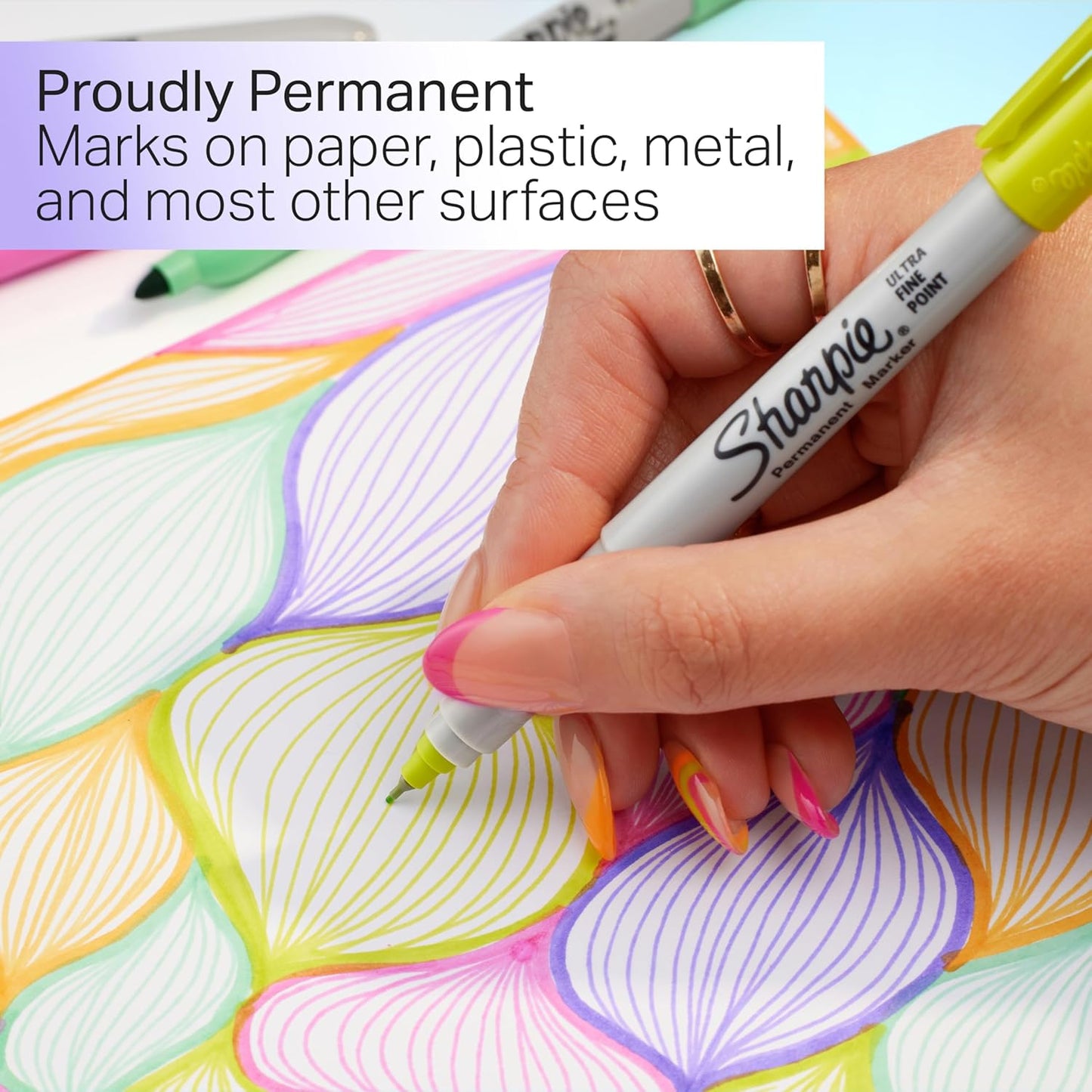 Sharpie Glam Pop Permanent Markers, Ultra Fine Tip Set, Coloring and Drawing, Resilient Ink, Assorted Colors, 24 Count