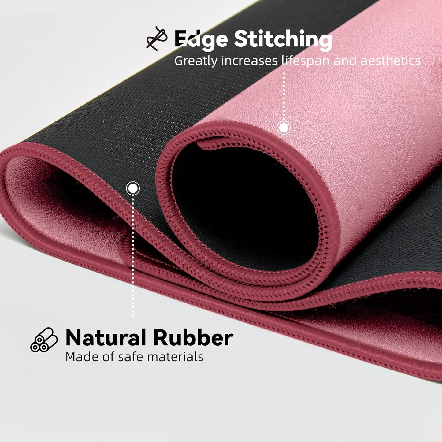 Waterproof Large Gaming Mouse Pad with Durable Stitched Edges, Non-Slip Rubber Base, Smooth Surface Mouse Mat Desk Pad for Home Office Gaming, 27.5"*11.8"*0.12", Dusty Rose