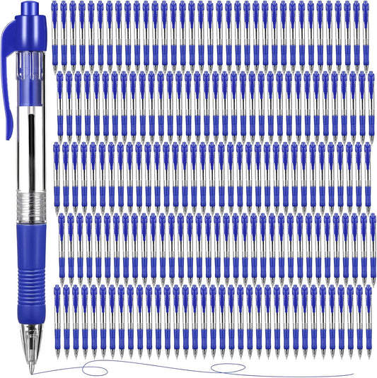 Fainne 200 Pack Retractable Ballpoint Pen 1.0 mm Medium Point Refillable Smooth Click Writing Pens With Grip for Work Journal Writing Office School Supplies(Blue Ink)