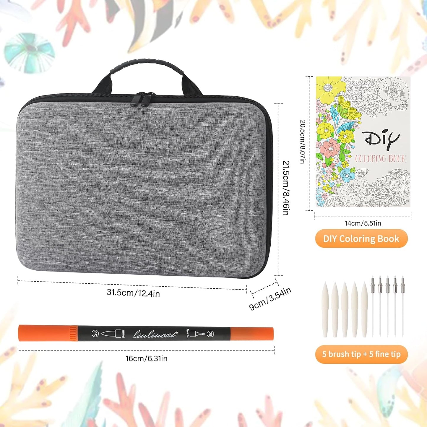 Duo Tip Brush Coloring Pens,156 Colors Art Markers Set,Fine & Brush Tip Pen For Kids Adults Coloring Book Bullet Journals Planner Writing Drawing Note Taking