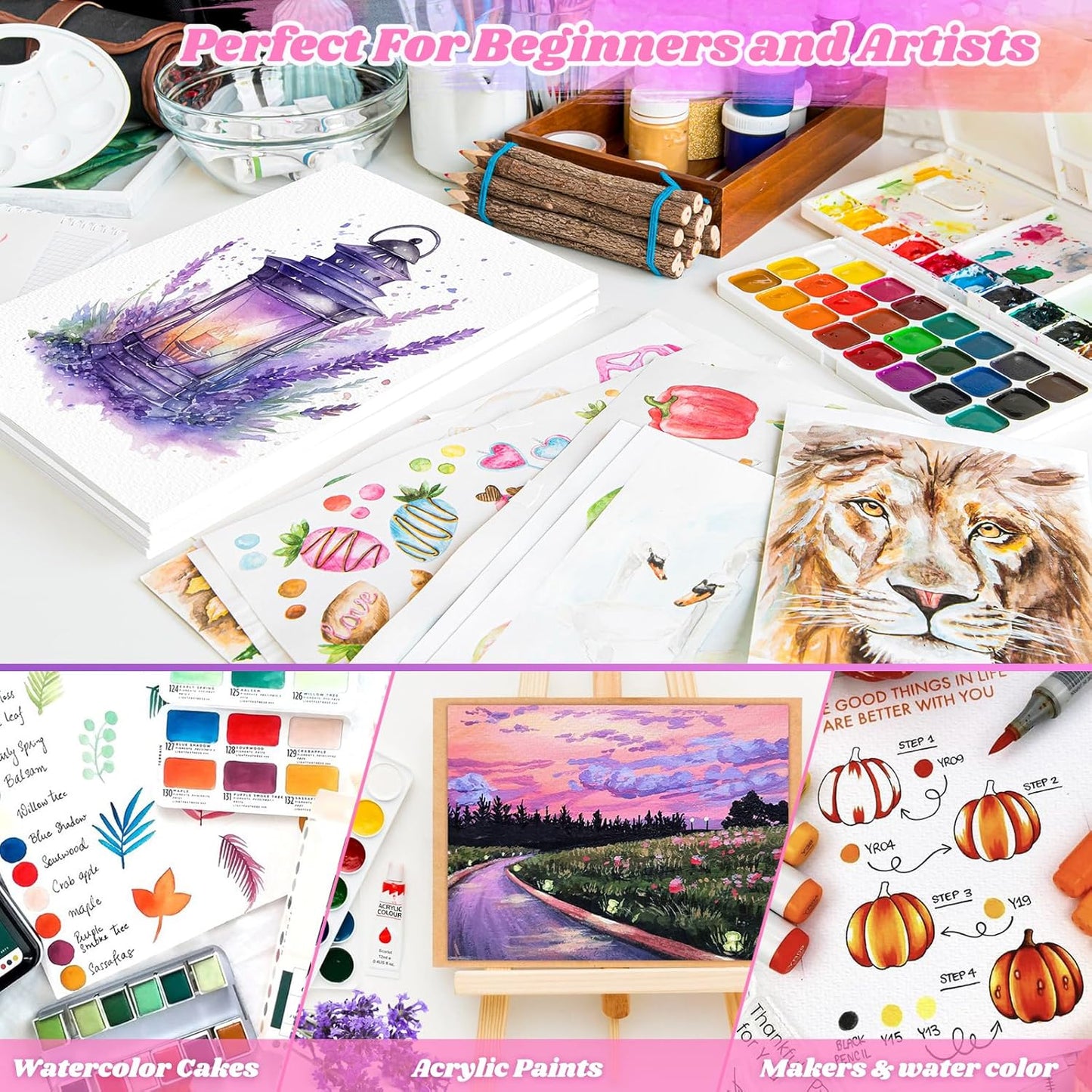 180 Sheets Watercolor Paper, Valentine Gift Cards, 5"x7" White Water Color Paper Bulk, 140lb/300gsm Artist Drawing Coloring Supplies for Adults, Watercolors, Paint Set, Canvas Painting, DIY Projects