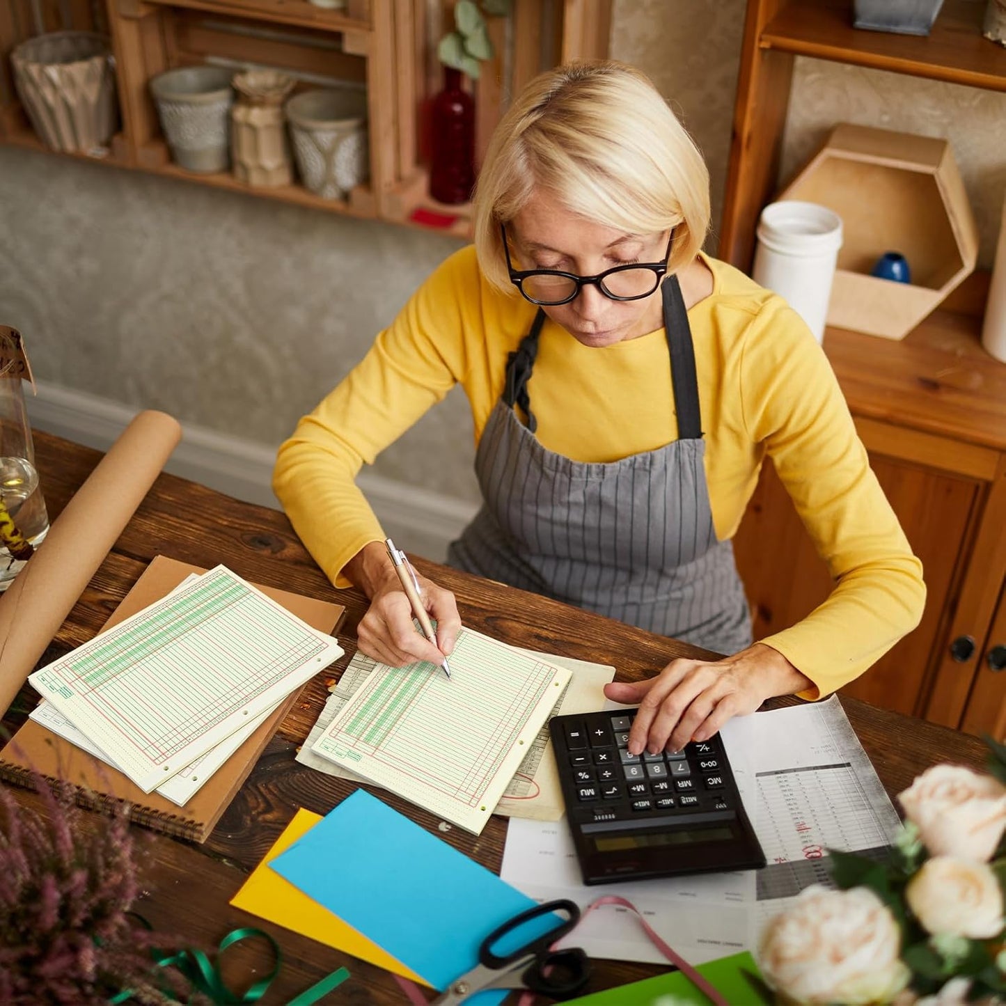 Fulmoon 2 Pack 100 Sheets Columnar Pad Accounting Ledger Paper Accounting Ledger Book Green Analysis Pad for Business, 50 Sheets/Pack, Single Page Format(2 Columnar,8.5 x 11 Inch)