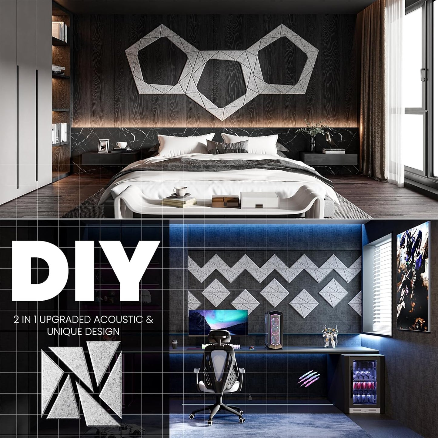 12 pack Acoustic Panels With Self-Adhesive, 12"X 12"X 0.4"Sound Proof Foam Panels, Sound Panels High Density, Soundproof Wall Panels for Home Studio Office Sliver Gray