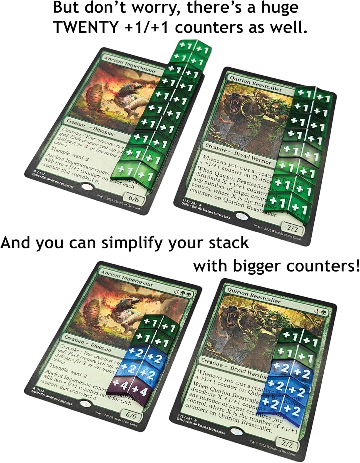 Futhark MTG Stat Counters / Buff Counters for Magic The Gathering - Set of 60 Color Coded MTG Tokens - Improved Gameplay with This Great Magic The Gathering Gift