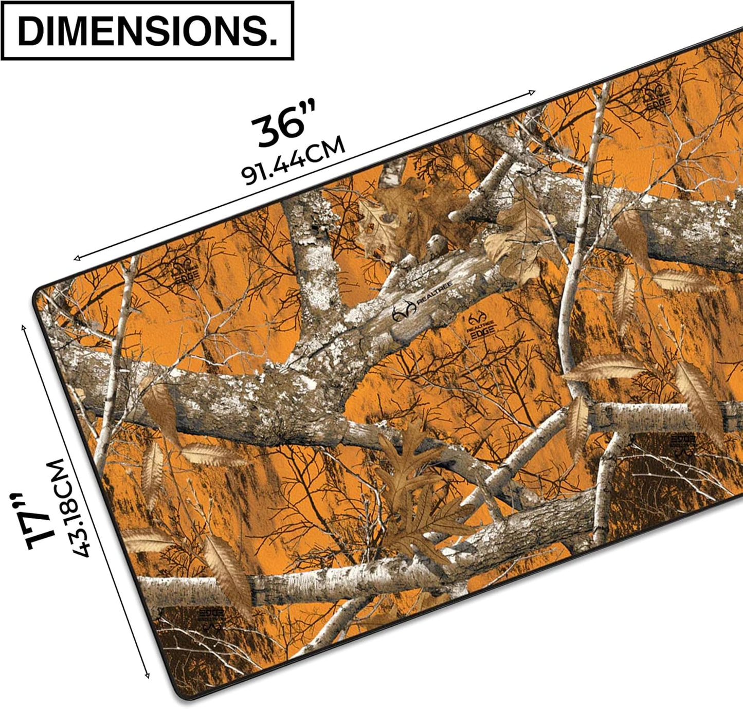 MPCO. Real Tree Large Gaming Desk Pad - 36" x 17" Aeroglyde Fabric Edge Orange – Without Logo Desk Mats - Non-Slip, Washable, Smooth Glide for Precision Gaming & Work