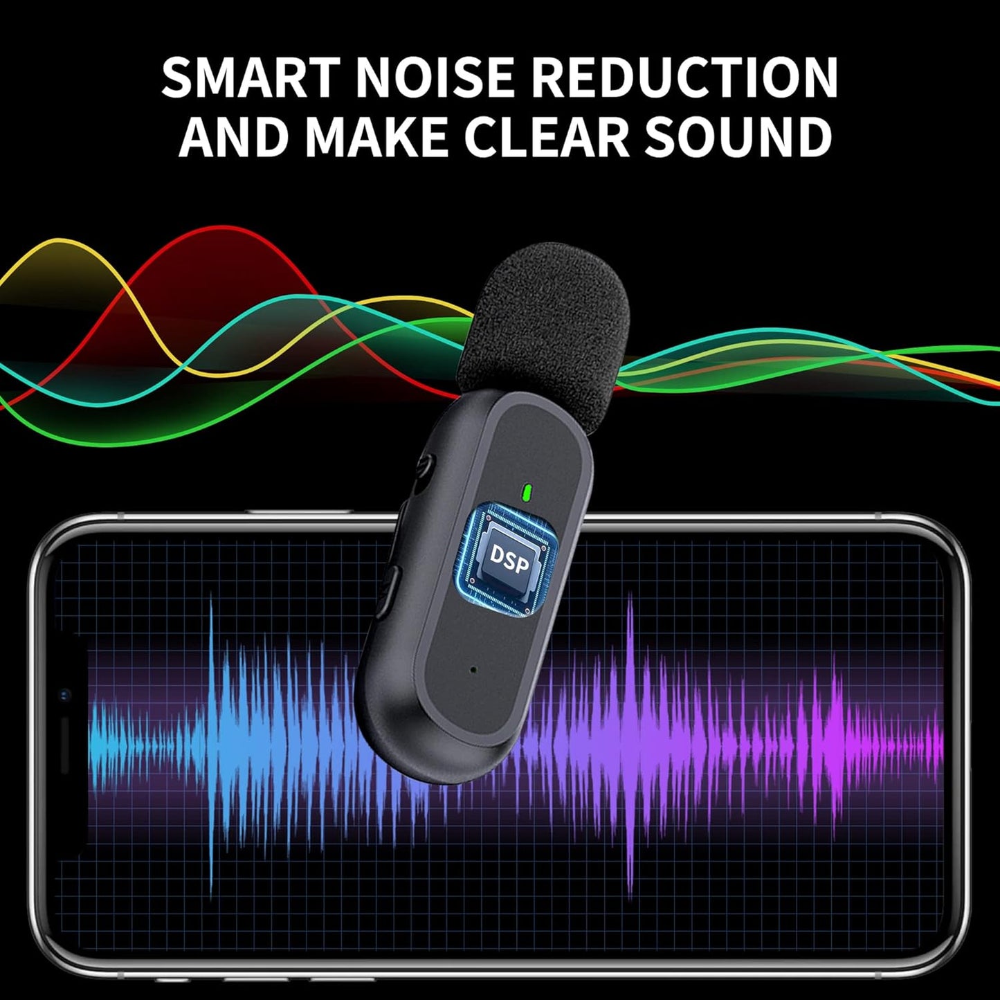 2 Pack Professional Wireless Lavalier Microphone for iPhone iPad Android with Charging Case Noise Reduction Plug-Play Clip on Lapel Mic for Video Recording Vlogging, YouTube, Interview, Live Streaming