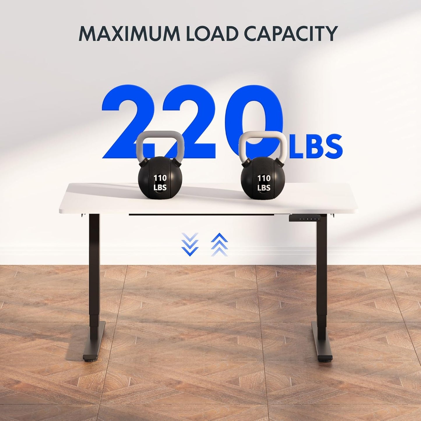 FLEXISPOT E6 Essential 3 Stages Dual Motor Electric Standing Desk 48x24 Inch Whole-Piece Board Height Adjustable Desk Electric Sit Stand Desk(Black Frame + White Desktop, 2 Packages)