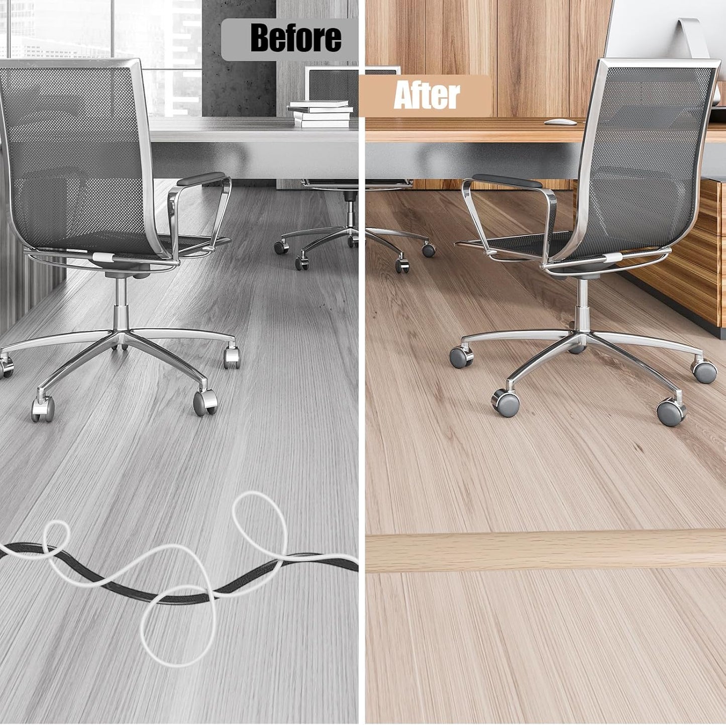 Floor Cord Cover Self Adhesive Cord Hider,10FT Cable Management, Extension Strip Protector for Wires, Prevent Cable Trips for Offices, Gyms, Exhibitions Cavity:0.51"(W) x 0.3"(H) Yellow Wood