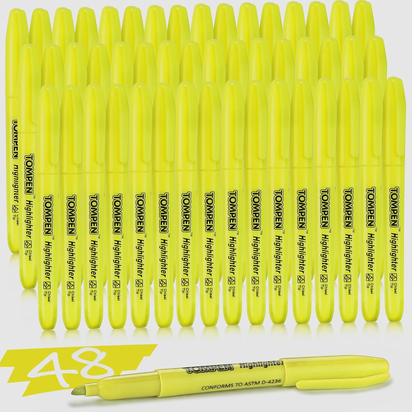 Highlighters Yellow 48 Pack – Bulk Chisel Tip High lighter Marker Set for School, Office, Bible Study, Journaling – Smear-Free, Quick Dry Ink – Fluorescent Pens for Teachers & Students