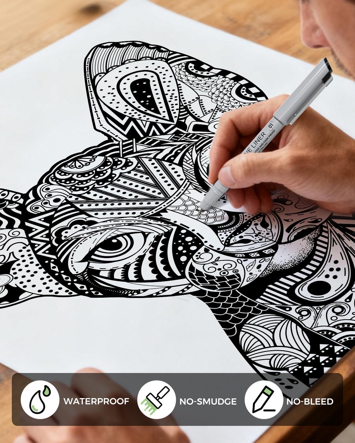 JusArt Fineliner Pens, 8 Size, Ultra Fine, Fine & Brush, Waterproof Black Pigment Ink Drawing Pens for Illustration, Sketching, Writing, Journaling, Bible Notes, Technical Drawing pens