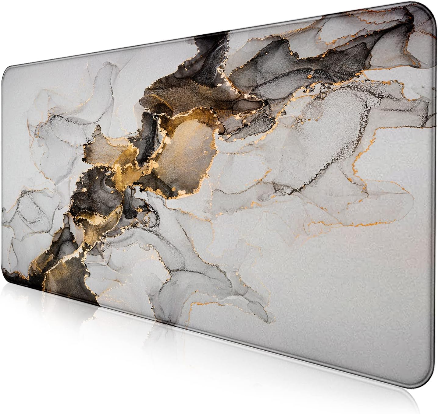 Large Extended Gaming Mouse Pad with Stitched Edges, Non-Slip Waterproof Rubber Base Mouse Pad for Office, Computer, Keyboard, Laptop and Home Desk Pad 35.4 x 15.7 x 0.12 Inch (Marbling)