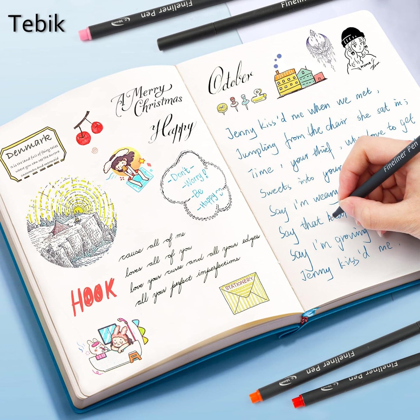 Tebik 80 Pack Planner Colored Pens, 72 Colors Drawing Pens with 8 Stencils, Fineliners for Journal Planner Note Calendar Writing Coloring, Drawing & Detailing School Office Art Supplies