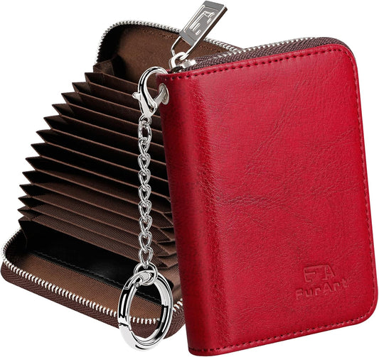 FurArt Zipper Wallet Women, RFID Blocking Credit Card Wallet, Business Card Holder, Compact Size KeyChain Wallet