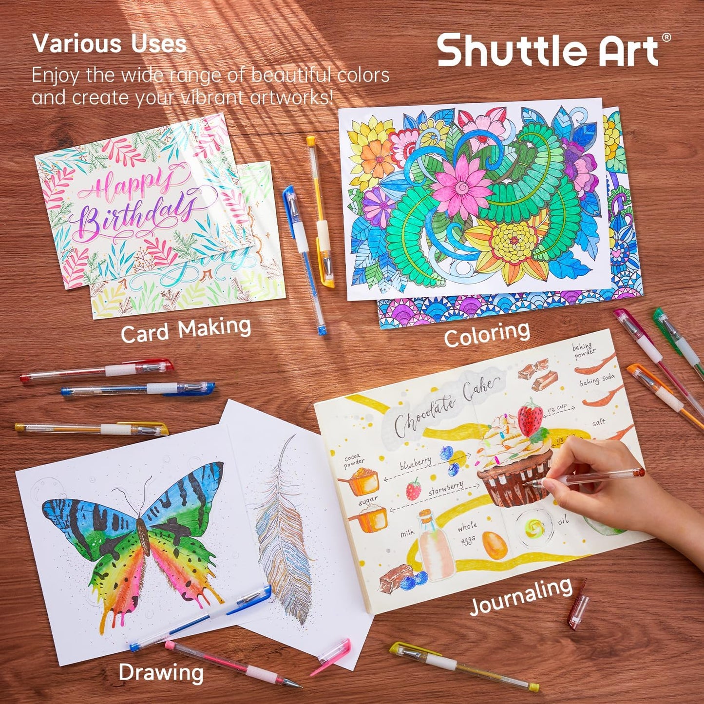 Shuttle Art 160 Pack Glitter Gel Pens, 80 Colors Glitter Gel Pens Set with 80 Refills for Adults Coloring Books Drawing Crafts Scrapbooking Journaling