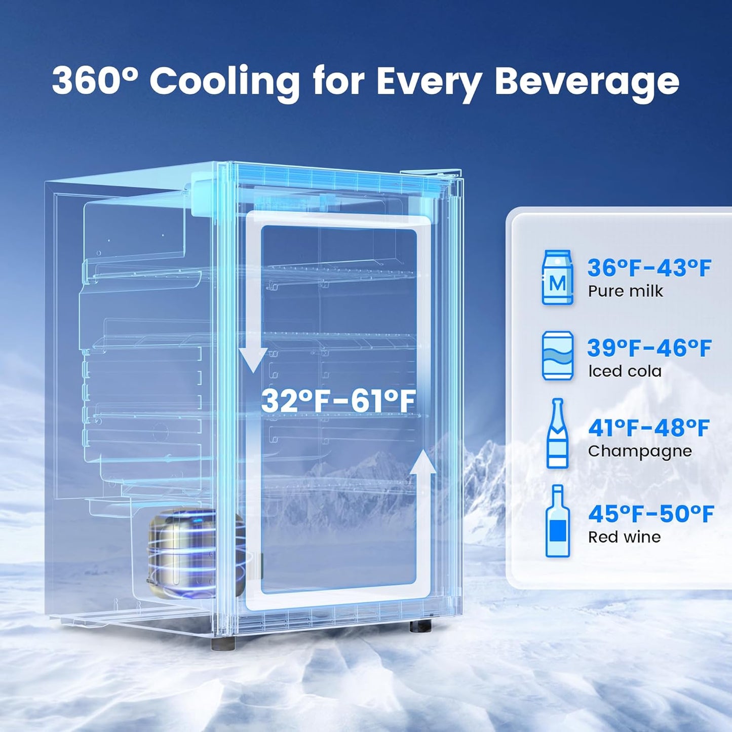145 Can Beverage Refrigerator Cooler - 4.5 Cu.Ft Mini Fridge Glass Door, Soda Wine Beer Drink Fridge, Small Refrigerator for Bedroom Office Home Bar Dorm, Digital Temperature Control, Silver