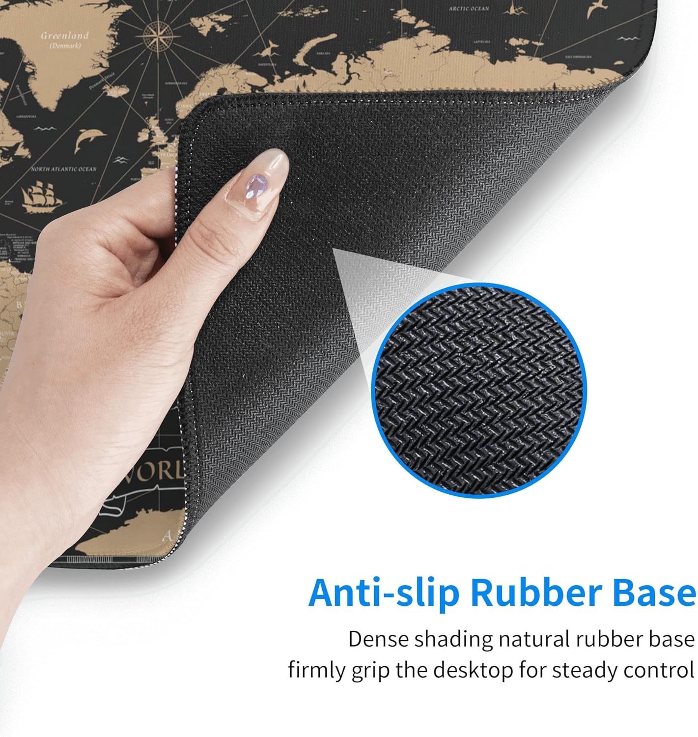 Desk Mat,Vintage World Map Extended Gaming Mouse Pad for Office Work & Game,Computer Keyboard Mouse Mat Desk Non-Slip Rubber Base Large Mousepad with Stitched Edges, 31.5x15.7inch