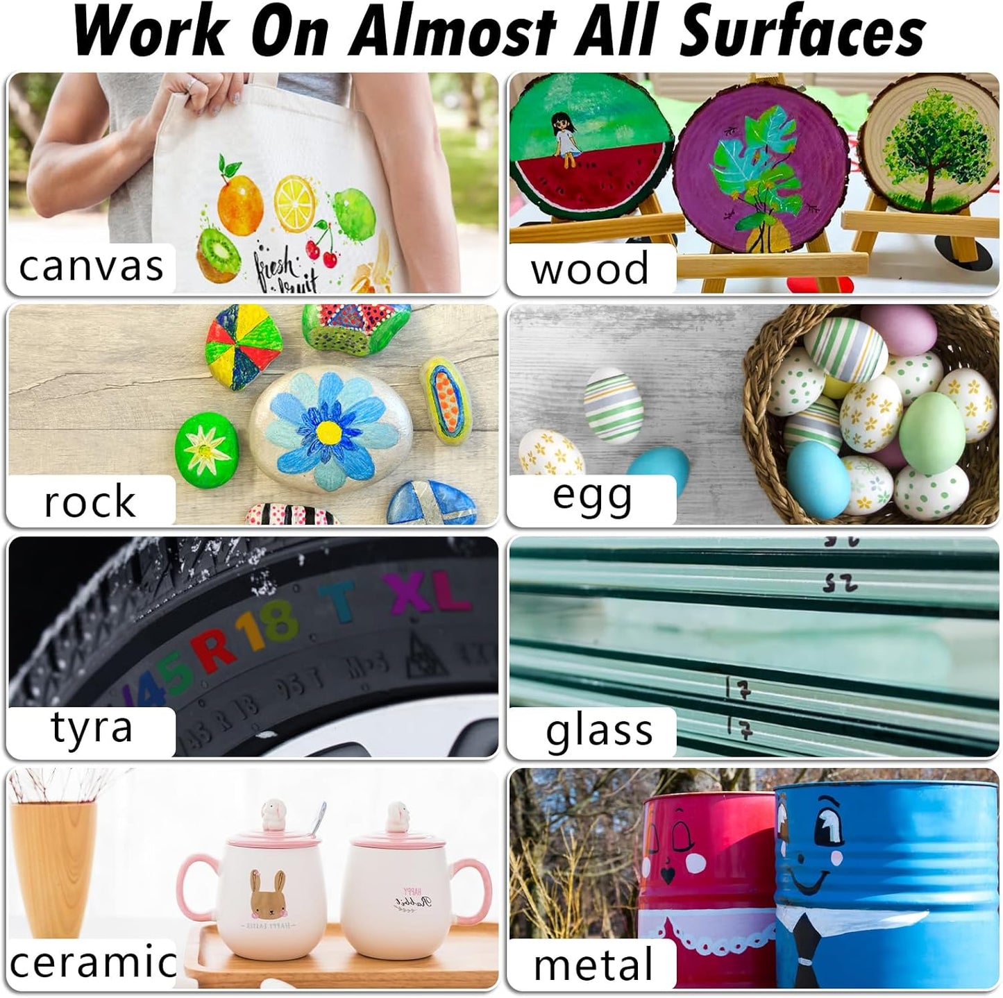 Pink Paint Markers, 8 Pack Oil-Based Waterproof Quick Dry Permanent Paint Pen Set for Rocks Painting, Wood, Fabric, Plastic, Canvas, Glass, Mugs, Metal, Tire, Stone, DIY Craft