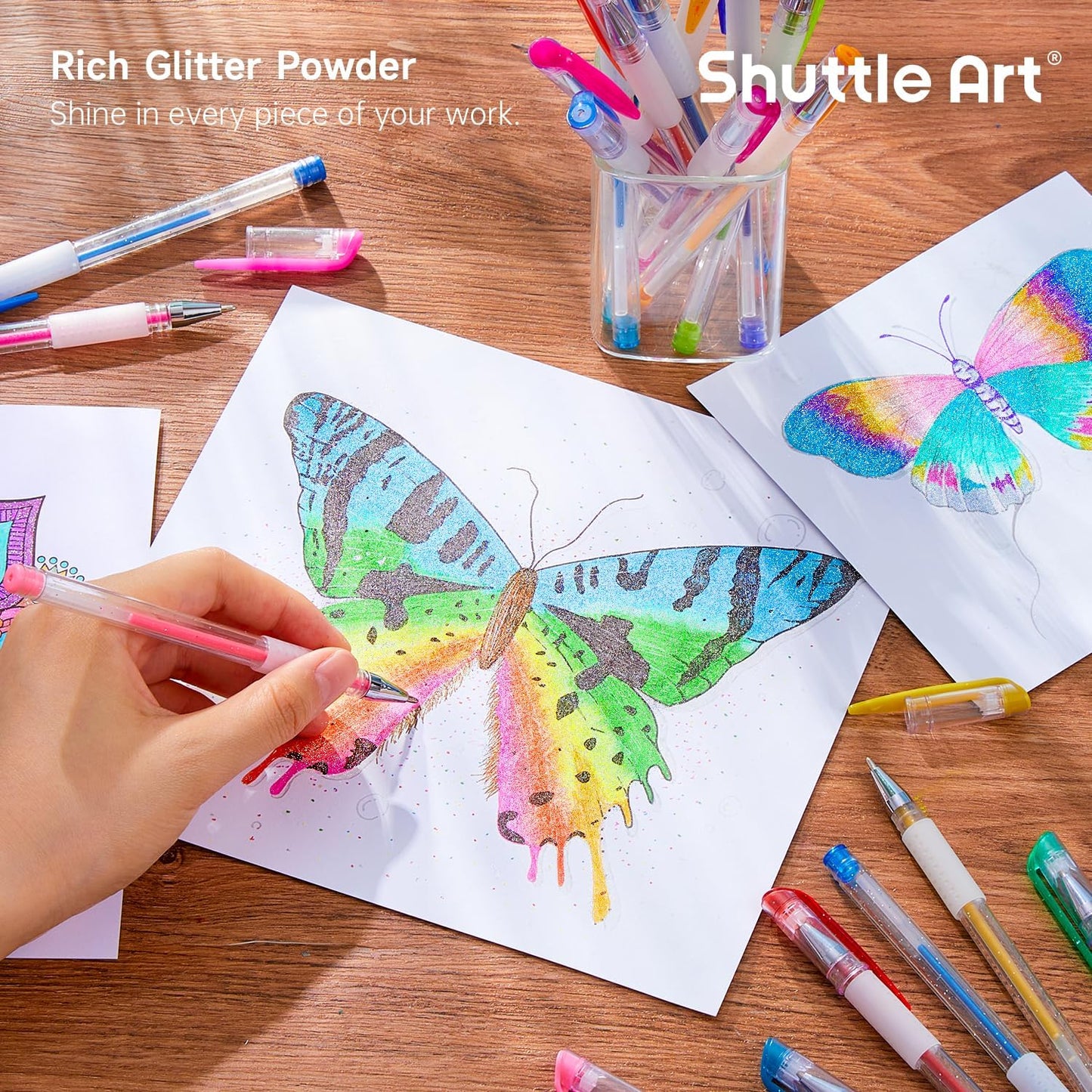 Shuttle Art 160 Pack Glitter Gel Pens, 80 Colors Glitter Gel Pens Set with 80 Refills for Adults Coloring Books Drawing Crafts Scrapbooking Journaling