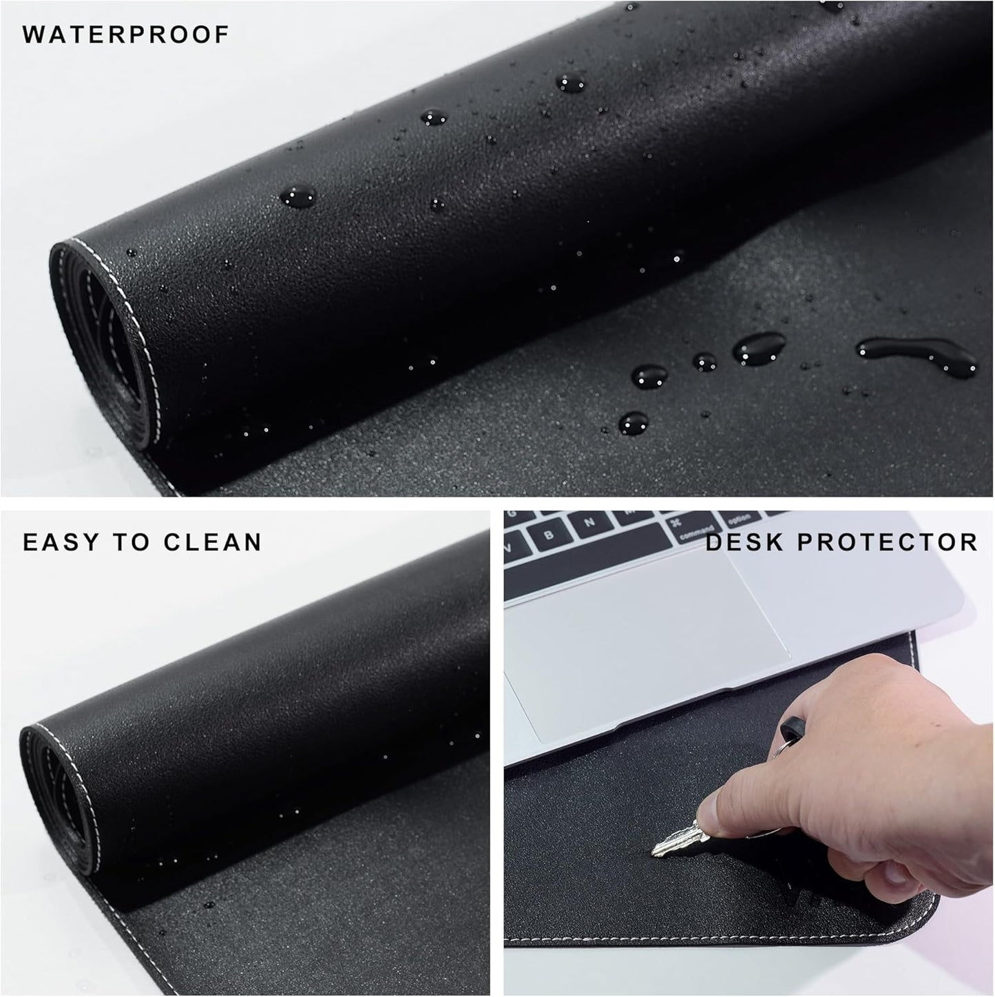 Vyaaa 70.8"x39.3" PU Leather Large Desk Mat (Black) - XXL Extended Mouse pad, Office Desk Protector, Non-Slip Computer Desk pad for Office, Gaming, Home