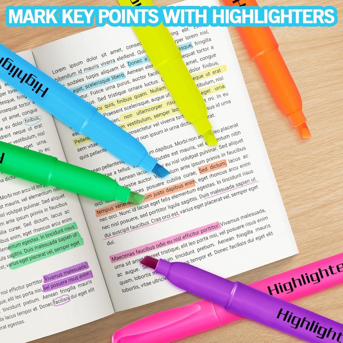 Duchong 240 Highlighters Bulk, Highlighters Assorted Colors for Adult Kids, Chisel Tip Dry-Quickly No Bleed Highlighter, Office Classroom Must Have, School Supplies for Teachers