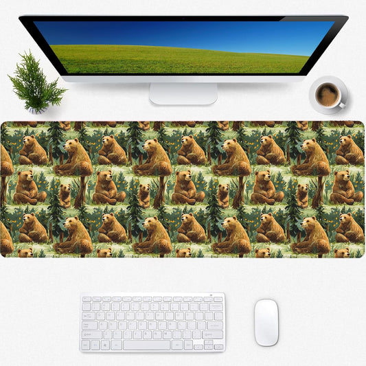 Bear Gaming Mouse Pad, Desk Mat, Non-Slip Rubber Base Cool Aesthetic MousePads for Computer Laptop Keyboard Office School Home Desktop Decor 31.5" x 11.8"