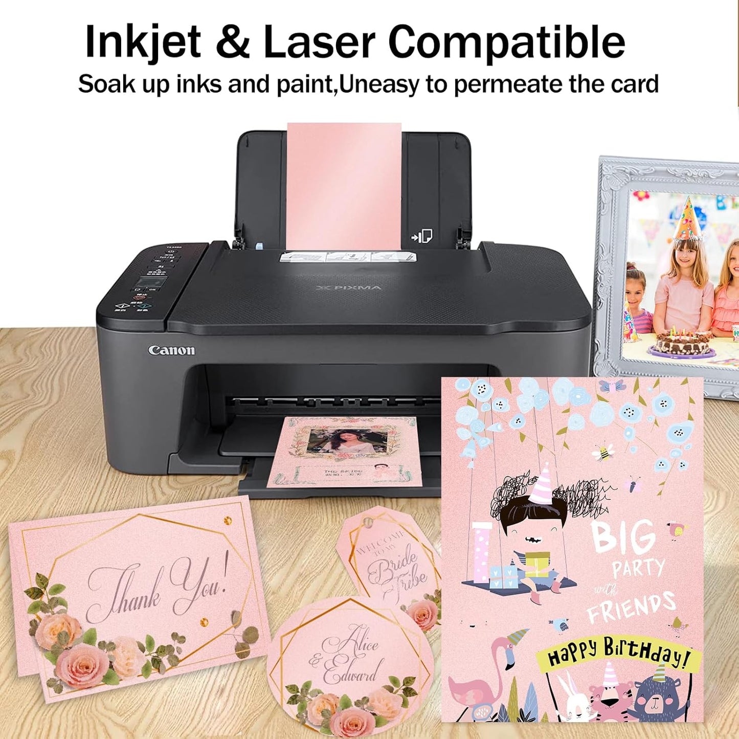 100 Sheets Pink Shimmer Cardstock 8.5 x 11 Iridescent Paper, Goefun 80lb Card Stock Printer Paper for Invitations, Valentines Day, Crafts, DIY Cards