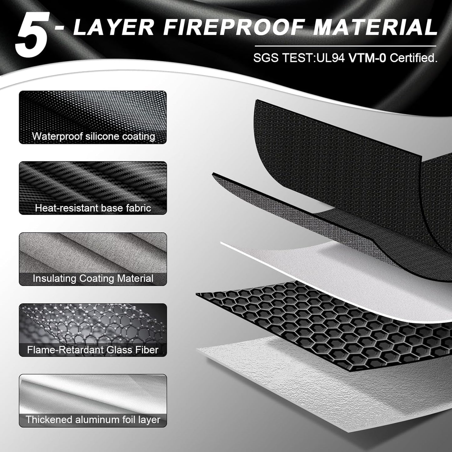 Fireproof Document Bag 14.5"X11"X2.5" Fireproof Money Bag for Cash With Lock and Zipper,Fire&Waterproof Storage Organizer Pouch for Valuables,Legal Document,Laptop,Passport,(Black)