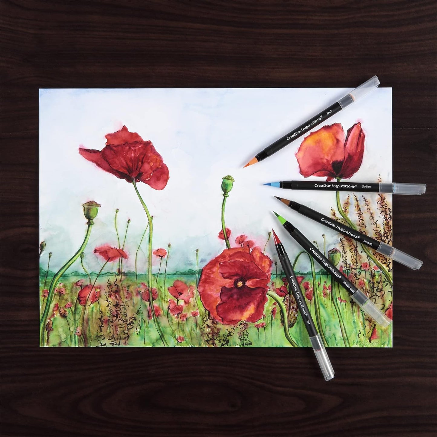 Creative Inspirations Watercolor Brush Pen Set - Water-Soluble Pens for Painting and Coloring - Set of 48 Assorted Colors