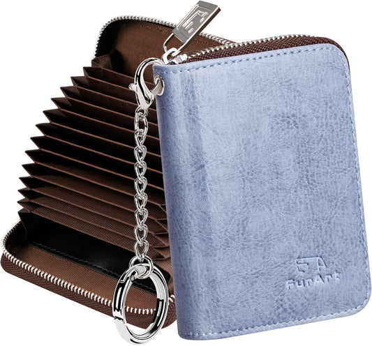 FurArt Zipper Wallet Women, RFID Blocking Credit Card Wallet, Business Card Holder, Compact Size KeyChain Wallet