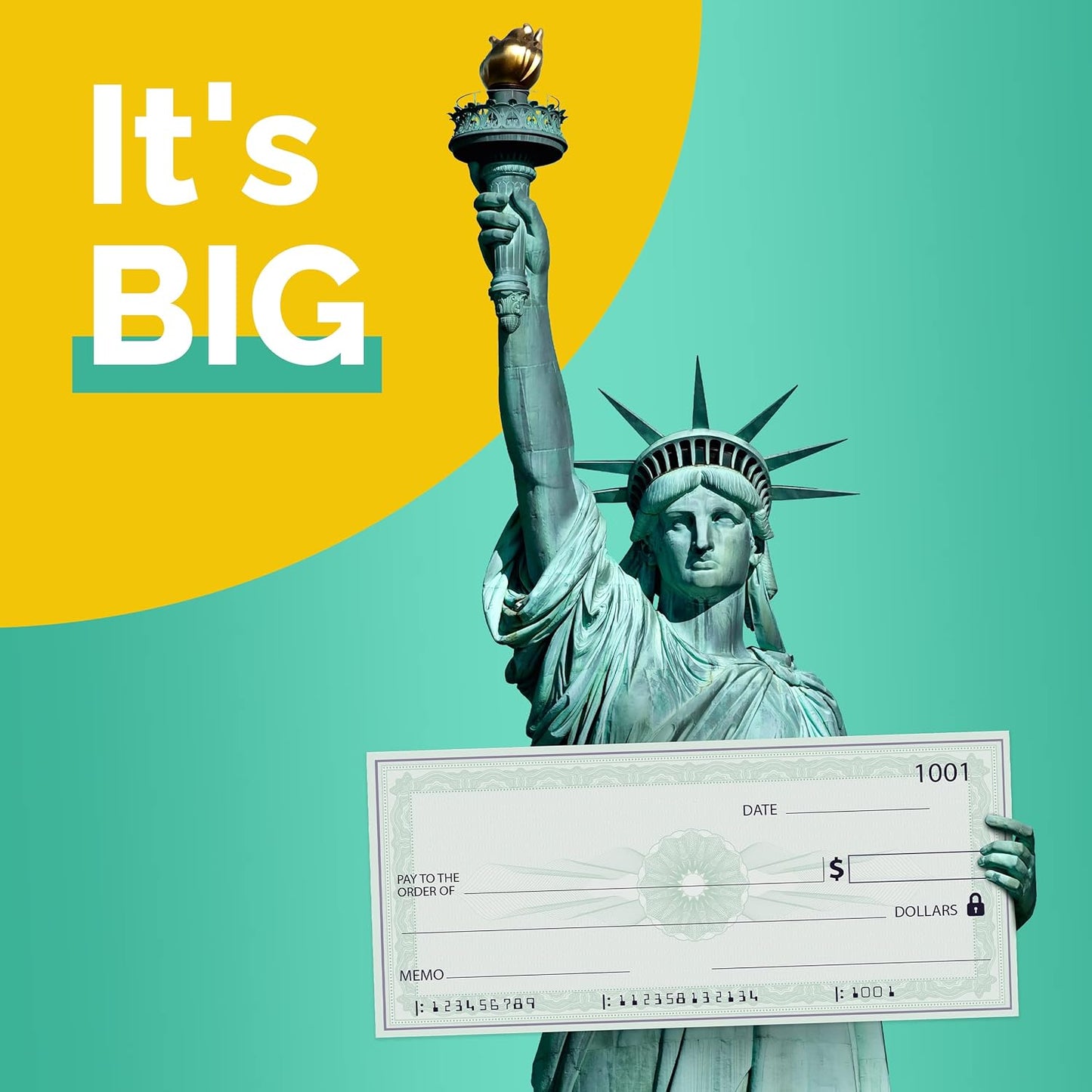 Giant Check | 36x16 Dry Erase Big Check for Presentations - Oversized Fake Check Award