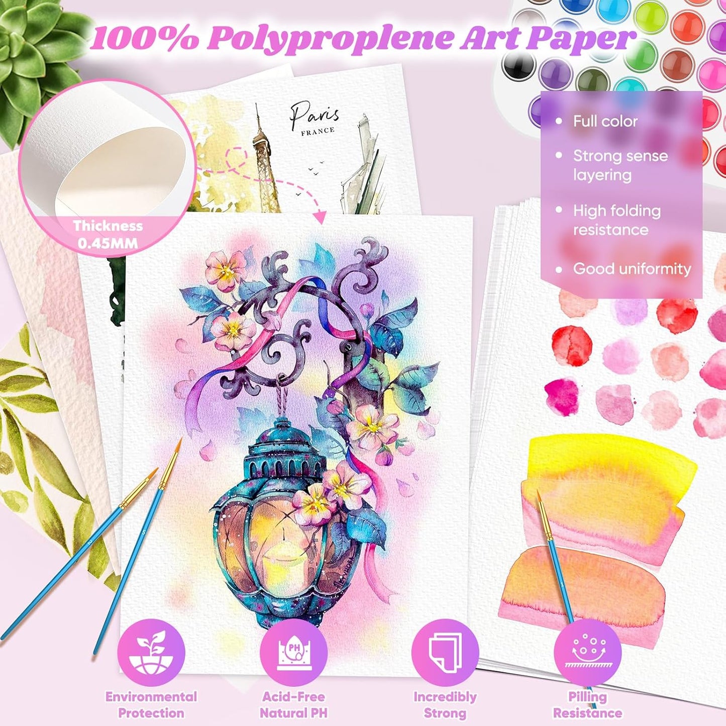 180 Sheets Watercolor Paper, Valentine Gift Cards, 5"x7" White Water Color Paper Bulk, 140lb/300gsm Artist Drawing Coloring Supplies for Adults, Watercolors, Paint Set, Canvas Painting, DIY Projects