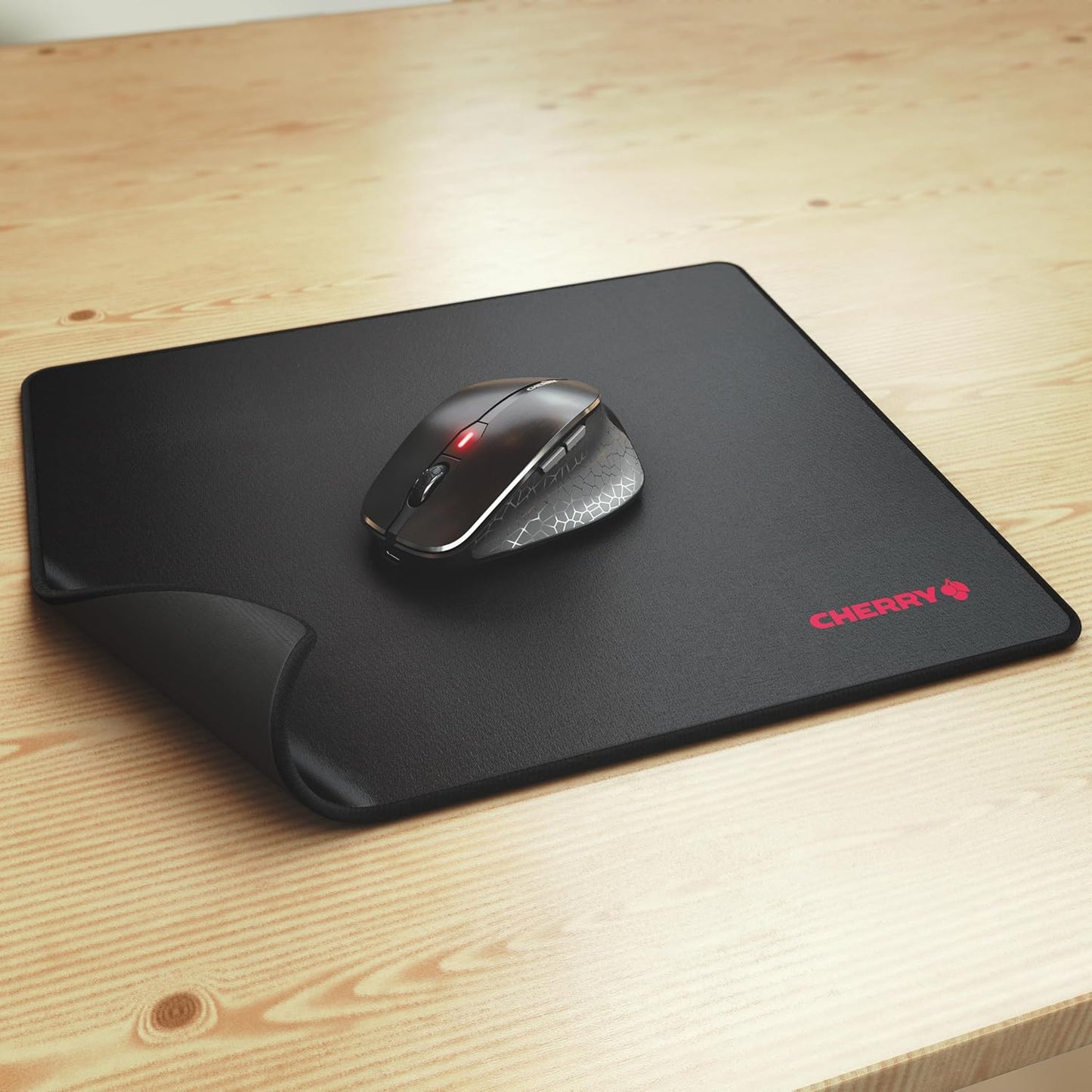 CHERRY MP 1000, Premium Fabric Mouse Pad in XL (350 x 300 x 5 mm), Smooth Surface for Precision, Stitched Edges, Non-Slip, Rollable, Black